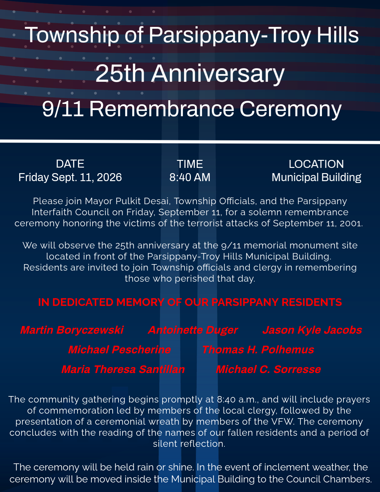 25th Anniversary 9/11 Remembrance Ceremony